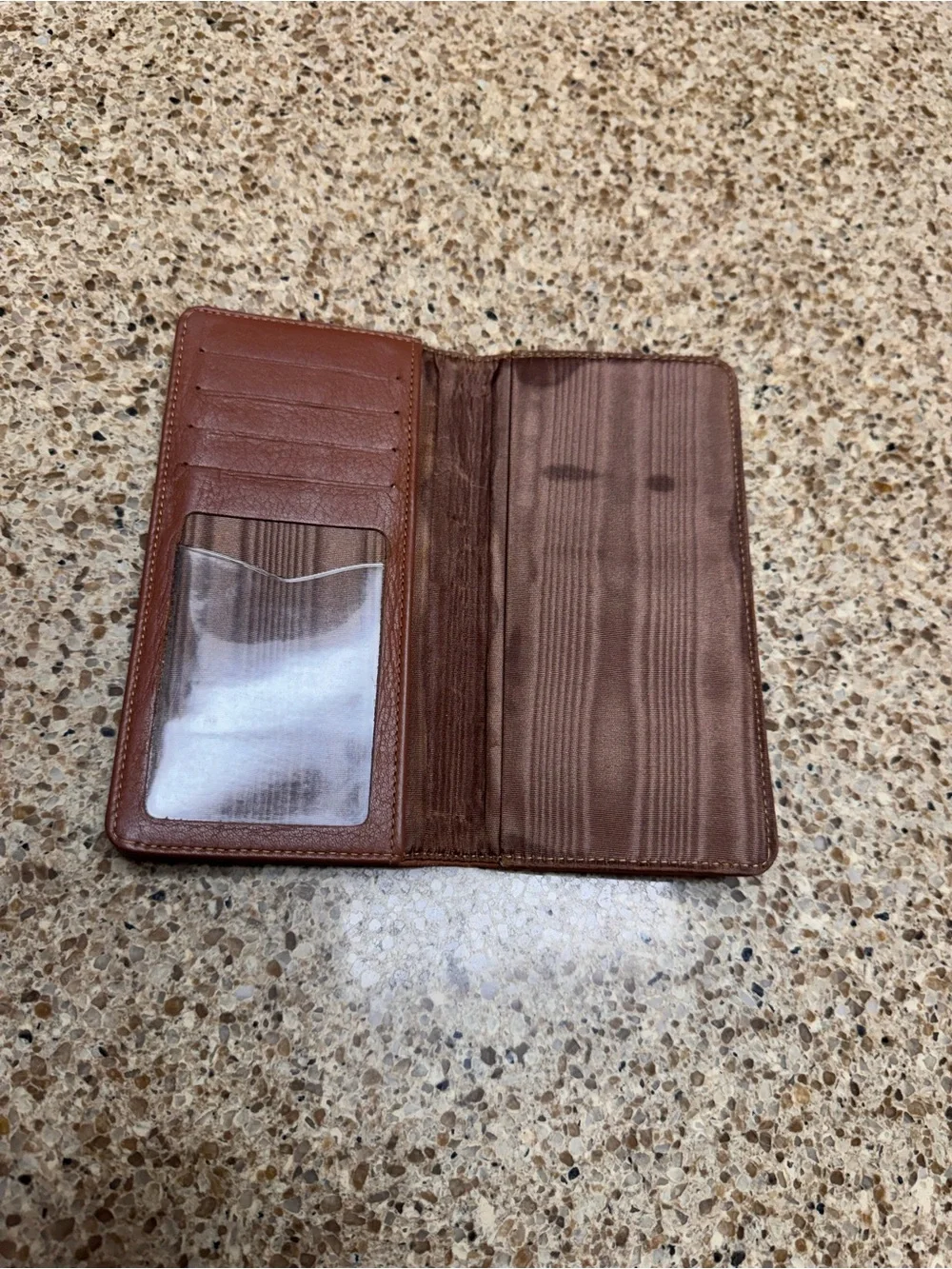 Brown Leather Travel Wallet with Dog Accent